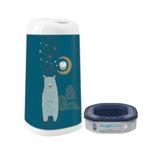 פח חיתולים Angelcare מעוצב לחדר טדי בלו + מחסנית 1 מתנה